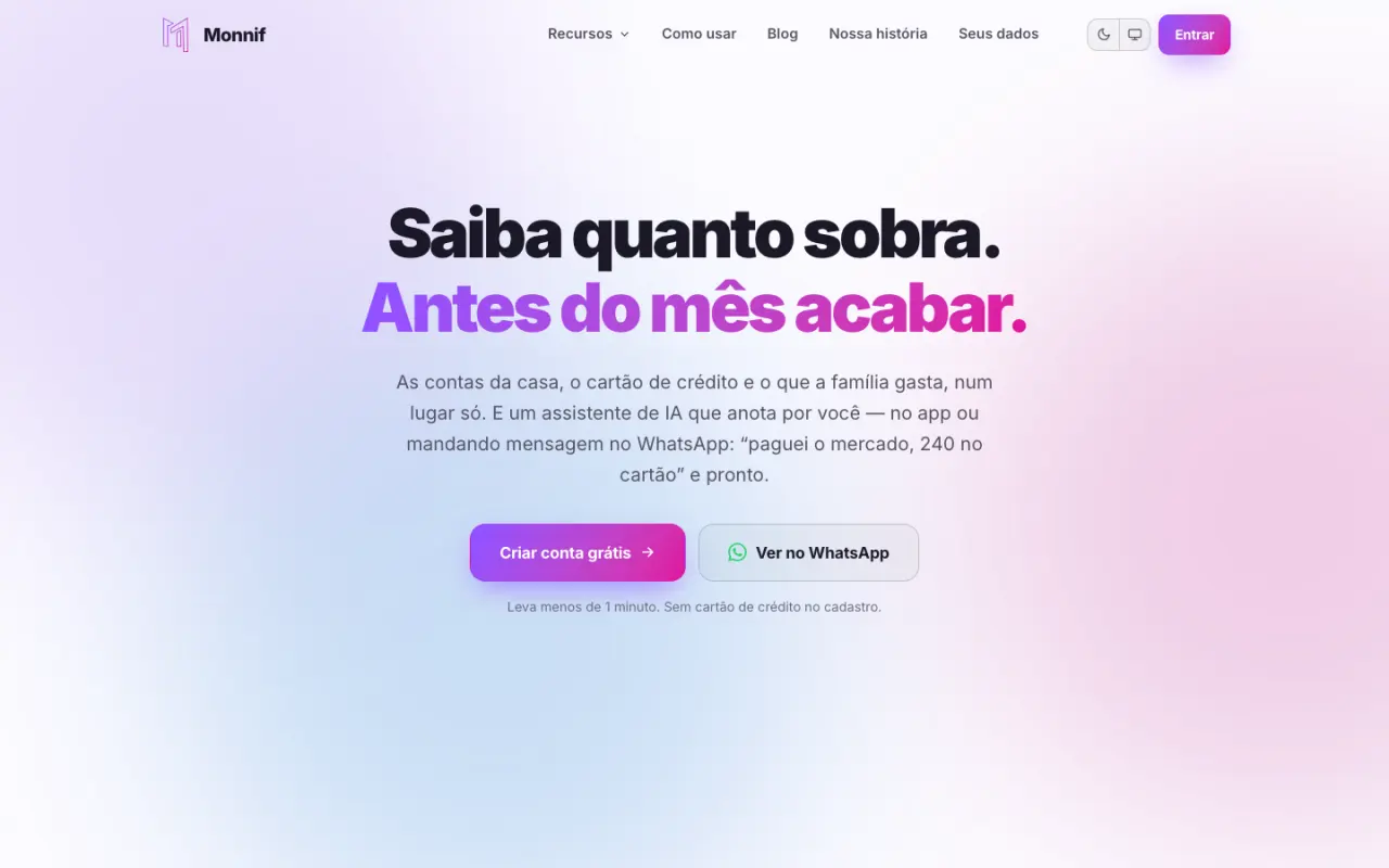 Página inicial do Monnif
