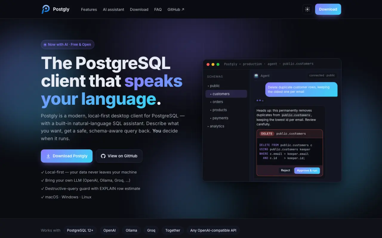 Interface do Postgly